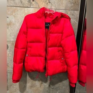 Red puffer jacket size small LIKE NEW